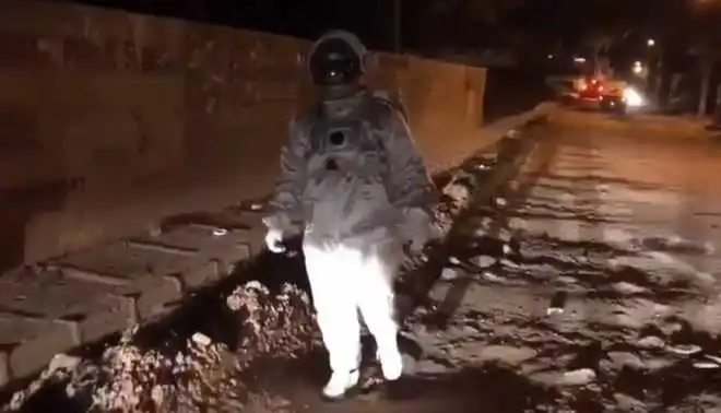 astronaut on a pothole in BLR